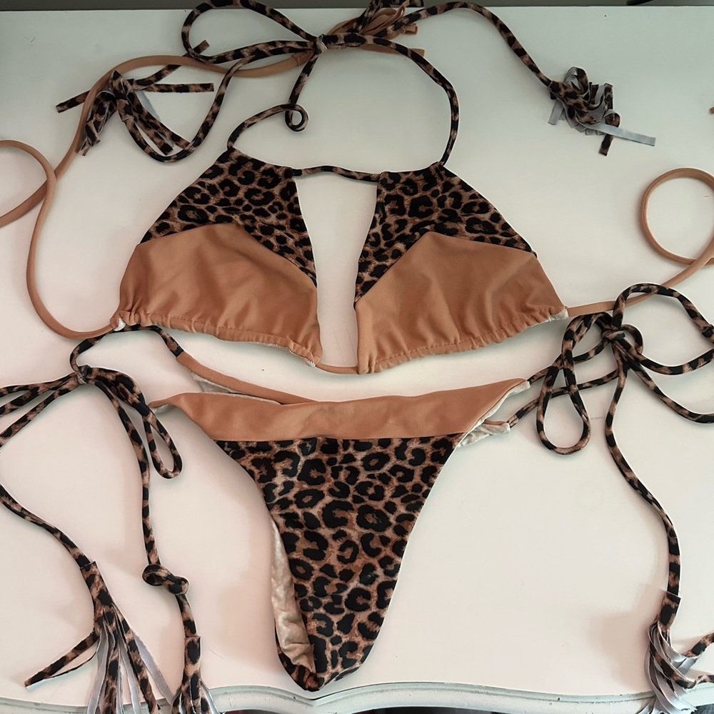 Acacia leopard print string bikini